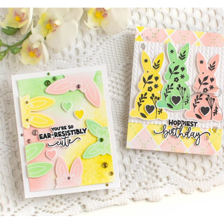Simon Says Embossing Folder Neatly Knitted sf364 Splendor Bunny Cards | color-code:ALT04