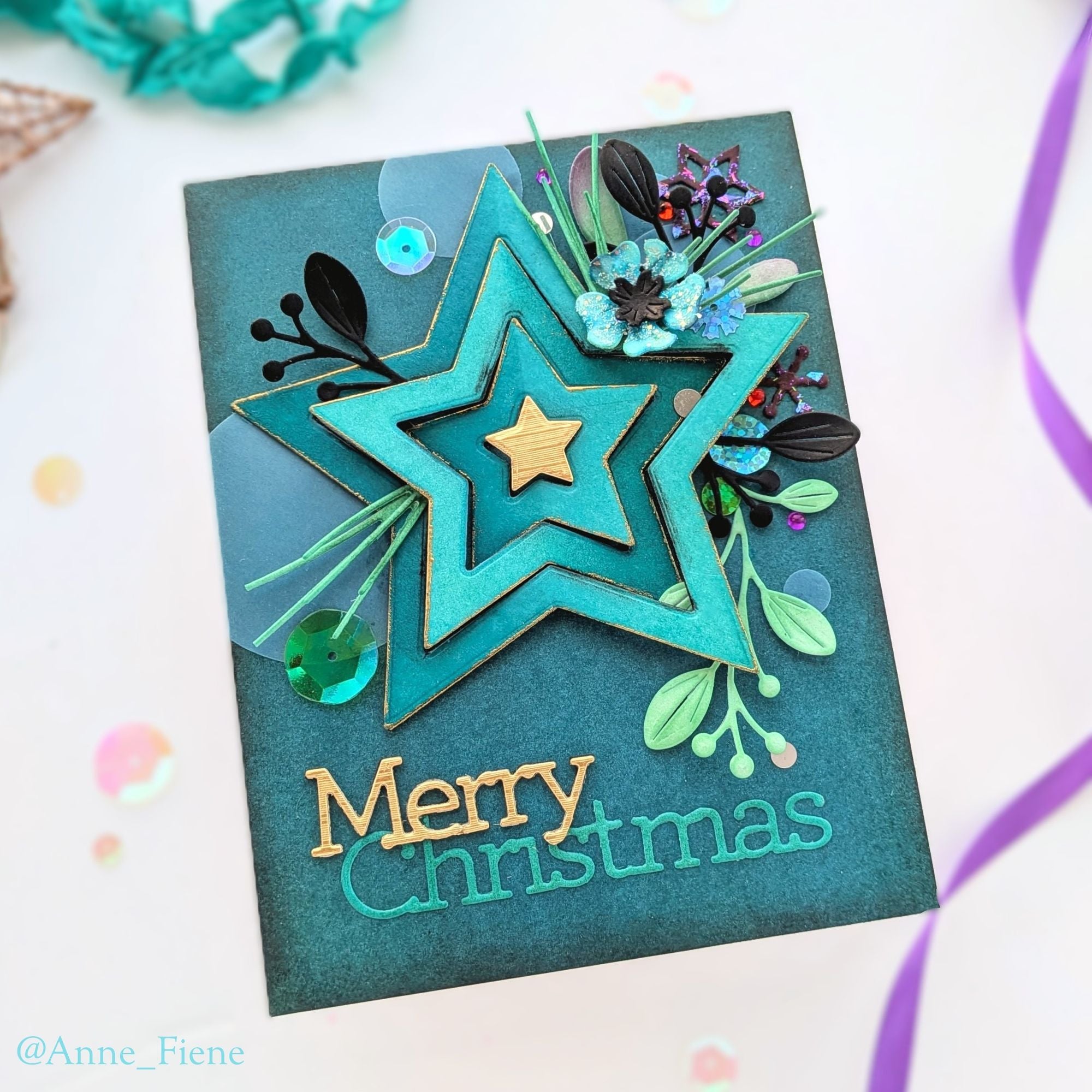 Simon Says Stamp Nested Stars Wafer Dies 1385sd And Everything Nice Christmas Card
