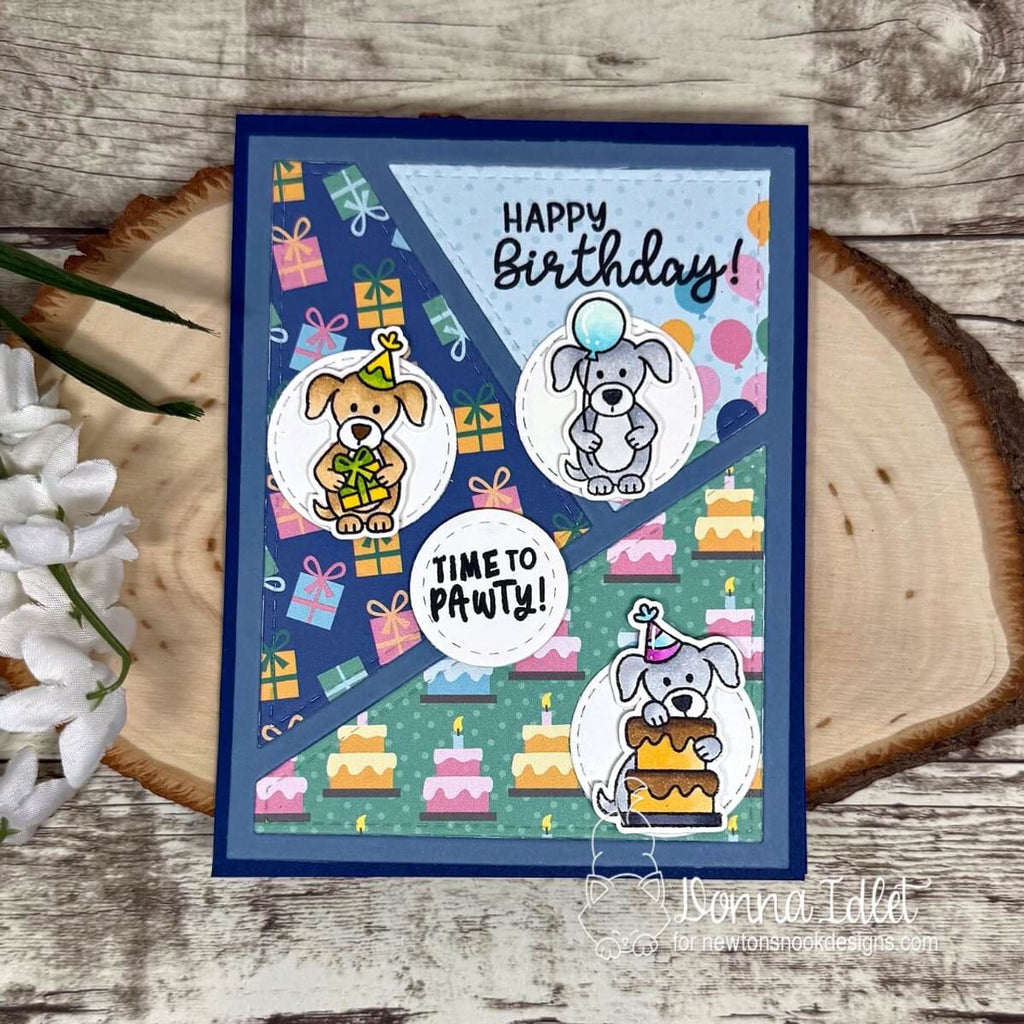 Newton's Nook Designs Dog Birthday Party Clear Stamps nn2507s02 presents