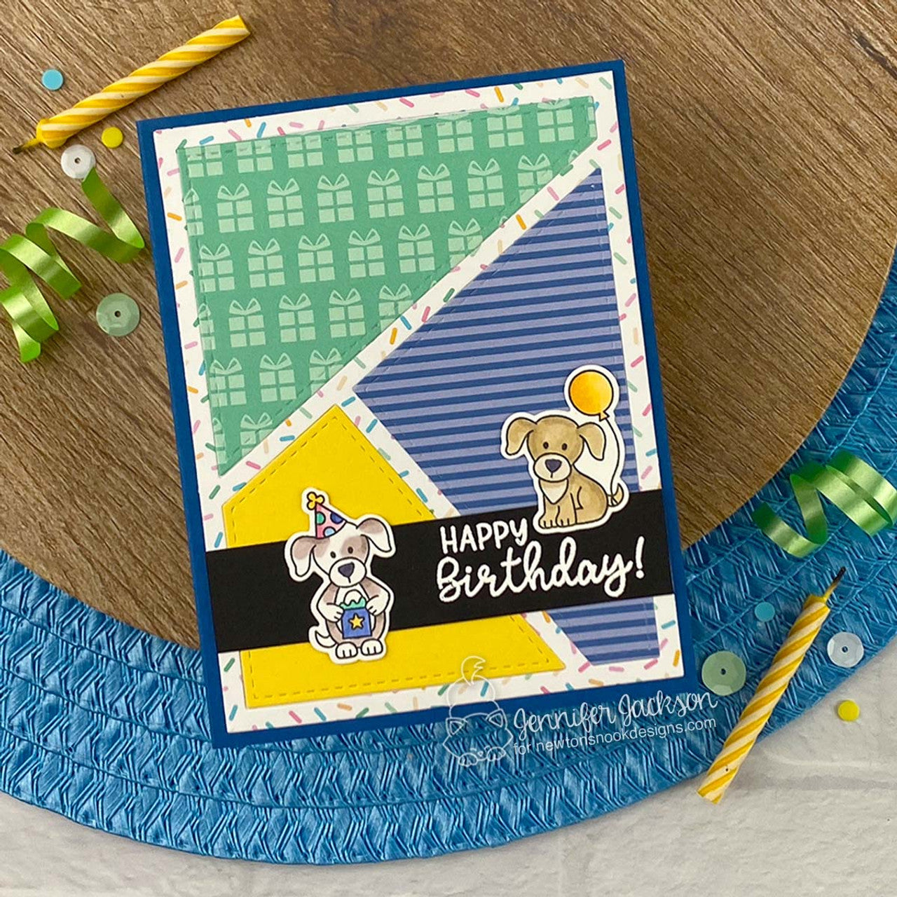 Newton's Nook Designs Dog Birthday Party Clear Stamps nn2507s02 stripes