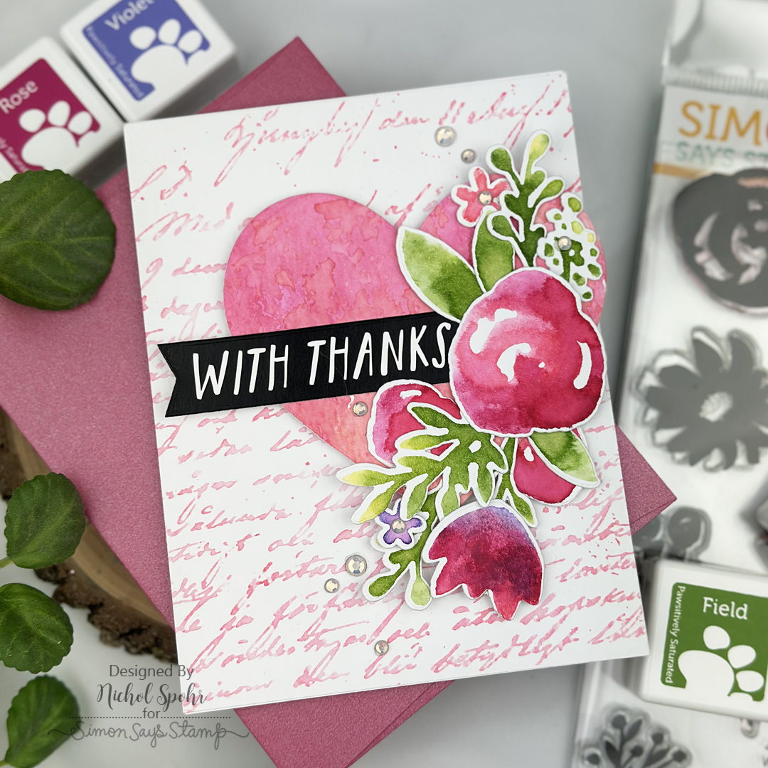 Simon Says Stamp Card Kit of the Month March 2026 Watercolor Bouquet ck0326 Thanks Card | color-code:ALT30