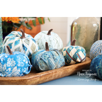 Tim Holtz Fabric By The Yard Blue Script pwth284 Eclectic Elements Palette No-Sew Pumpkins | color-code:ALT01