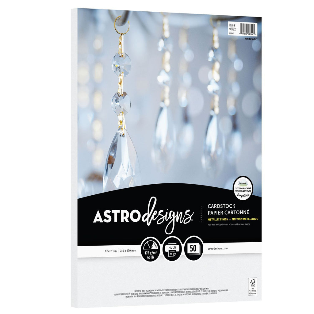 Notions Astrodesigns White Gold 65 lb 8.5x11 Inch Metallic Cardstock
