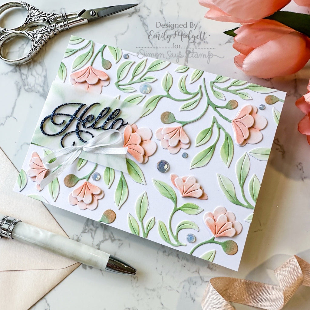 Simon Says Stamp Nuvelli Script Hello Wafer Dies s1035 Happy Camper Hello Card | color-code:ALT06