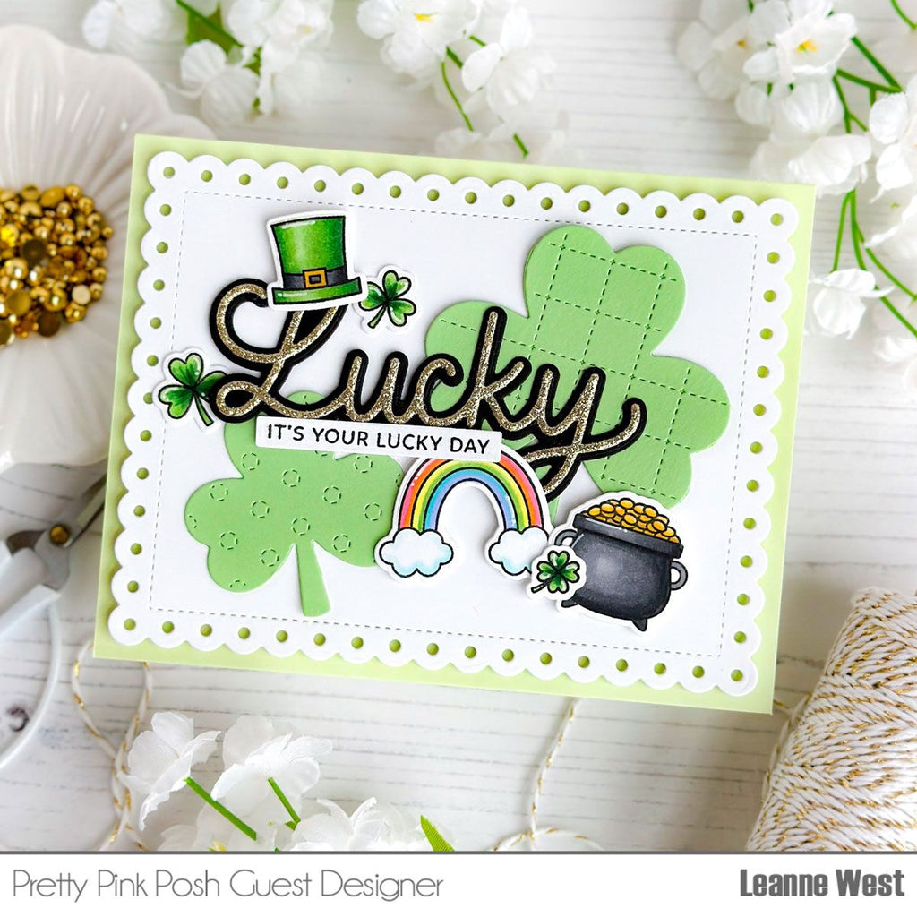 Pretty Pink Posh Lucky Clear Stamps rainbow