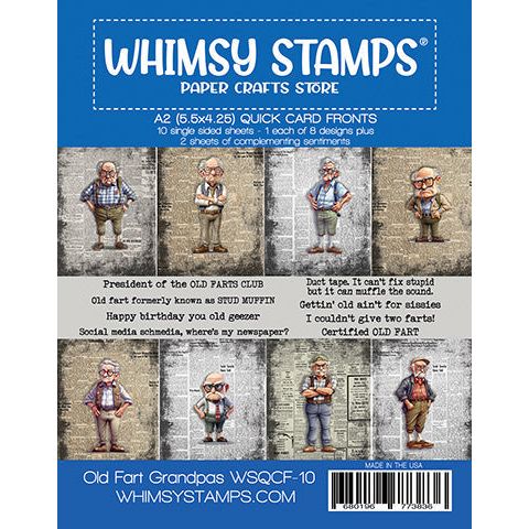 Whimsy Stamps Old Fart Grandpa Quick Card Fronts wsqcf-10