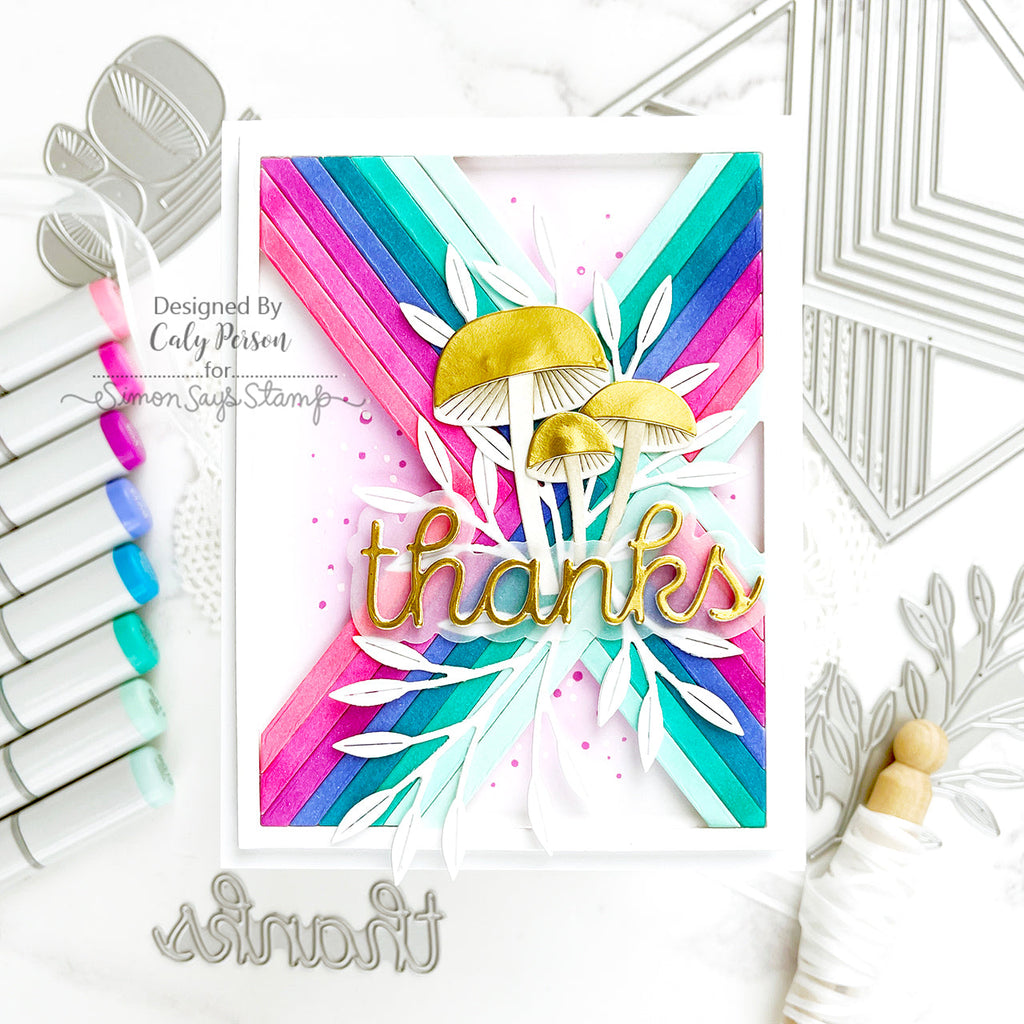 Simon Says Stamp Ornamental Fine Leaves Wafer Dies s857 Season Of Wonder Thanks Card | color-code:ALT02