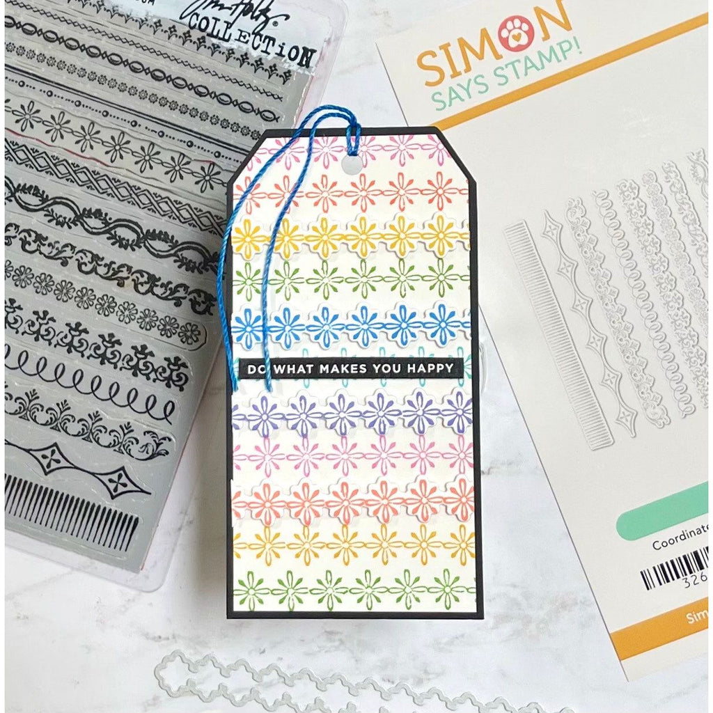 Tim Holtz Ornate Trims Stamps with Simon Says Stamp Dies Bundle setot25 Colorful Tag | color-code:ALT08