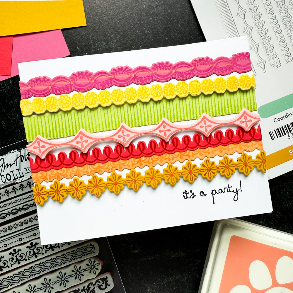 Tim Holtz Ornate Trims Stamps with Simon Says Stamp Dies Bundle setot25 Birthday Card