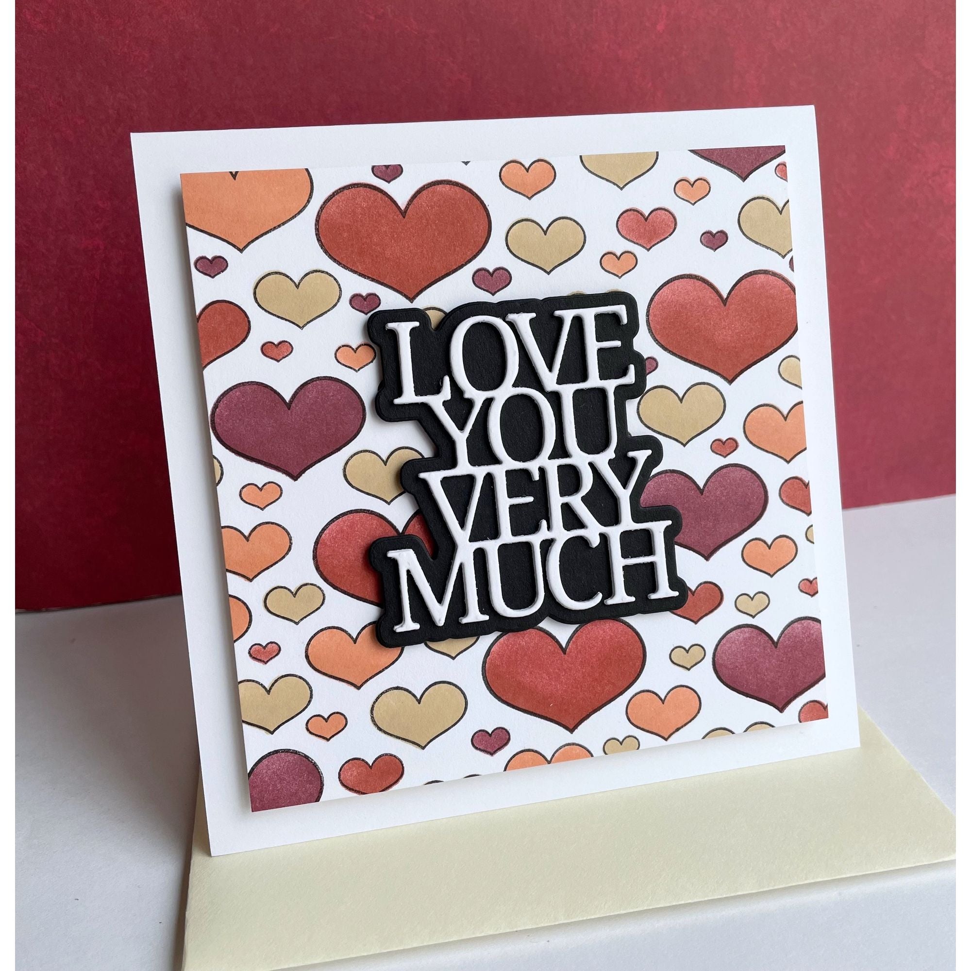 Simon Says Stamp Outline Hearts Stencils and Background Stamp set909oh Love Card 