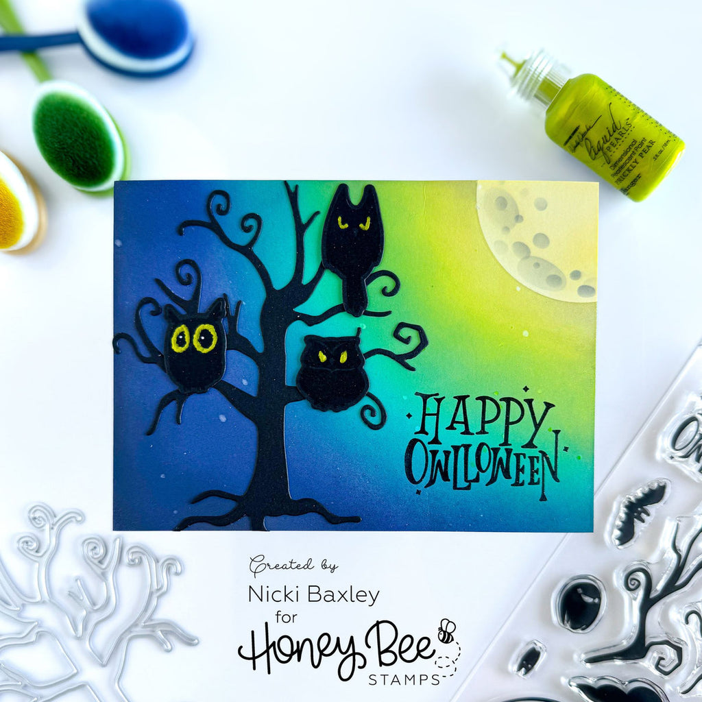 Honey Bee Owlloween Dies hbds-614 Owl Halloween Card