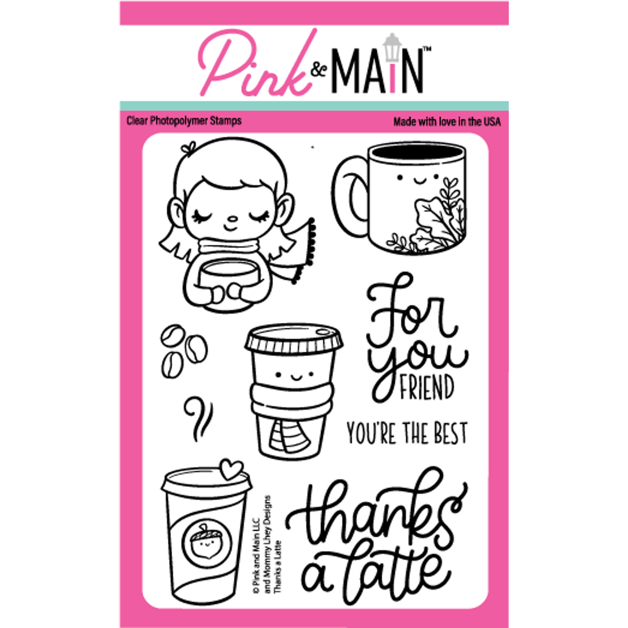 Pink and Main Thanks A Latte Clear Stamps pm0645