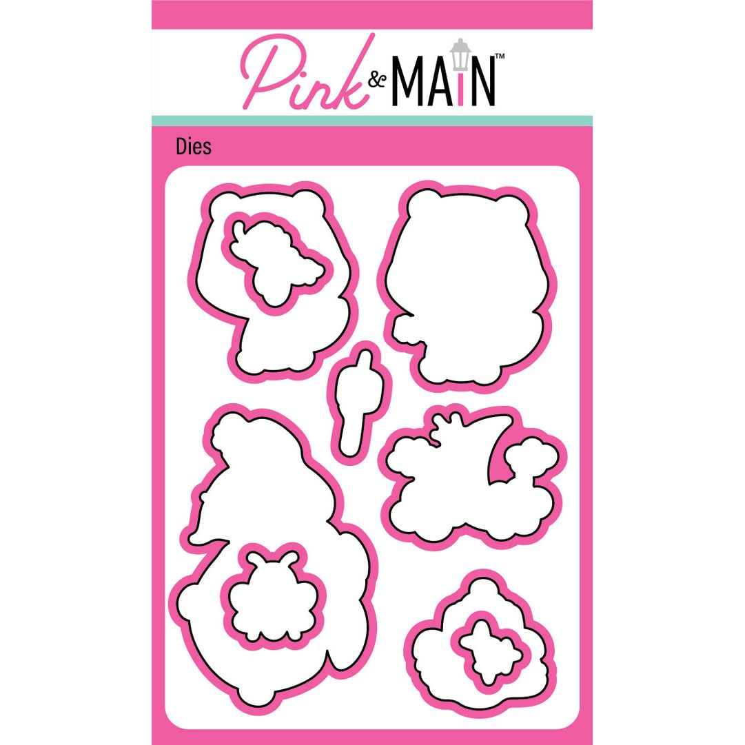 Pink and Main Campy Raccoons Clear Stamp and Die Set*