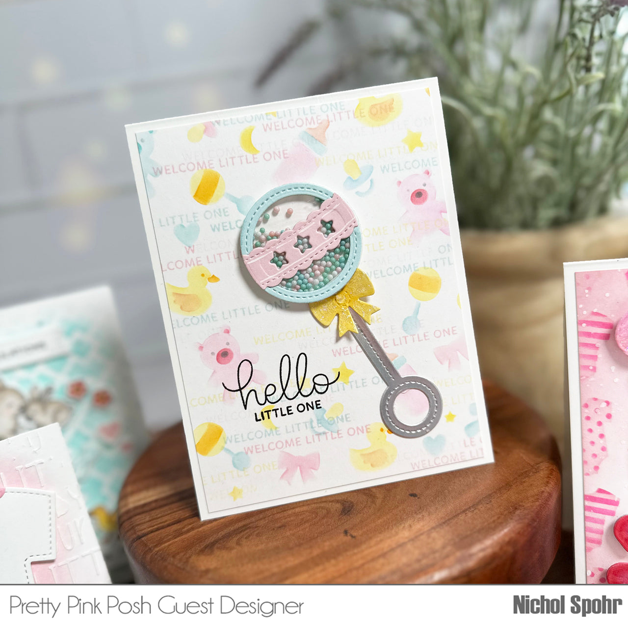 Pretty Pink Posh Baby Rattle Shaker Dies hello little one | color-code:ALT01
