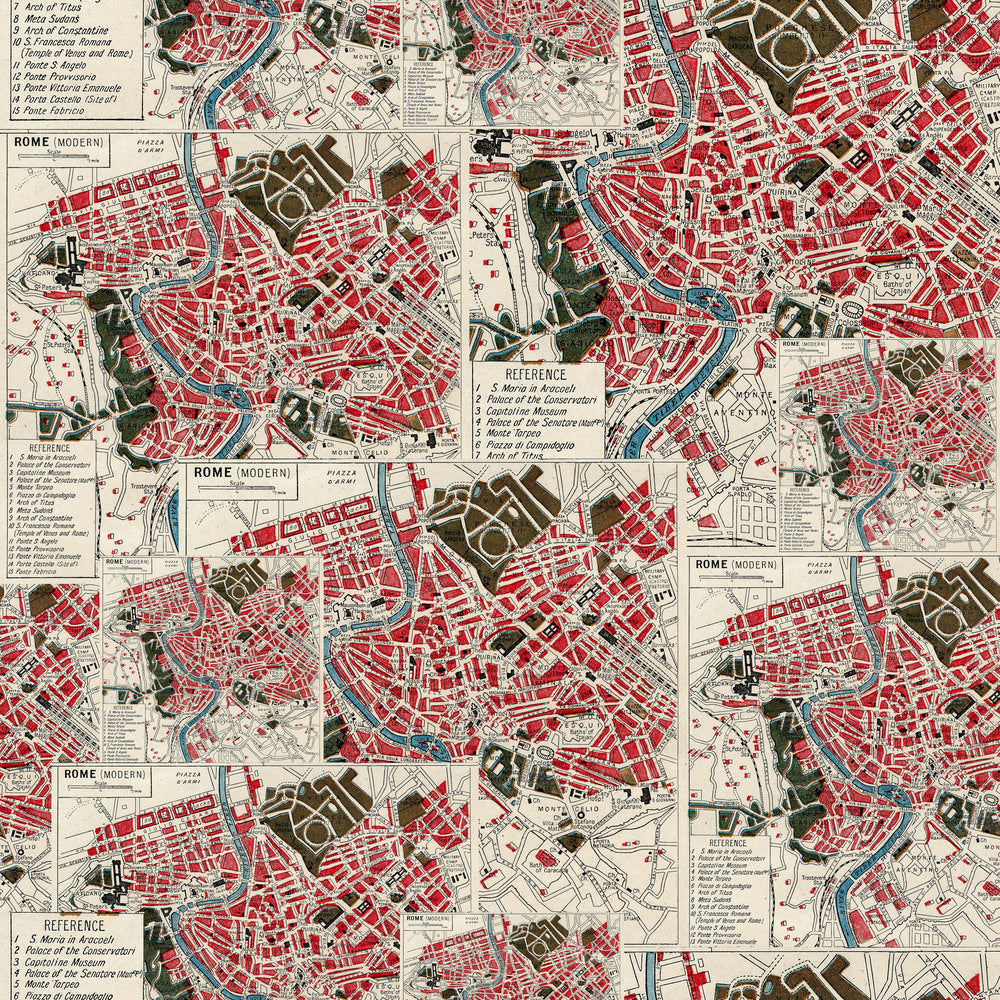 Tim Holtz Fabric By The Yard Red Map pwth223 Eclectic Elements Palette