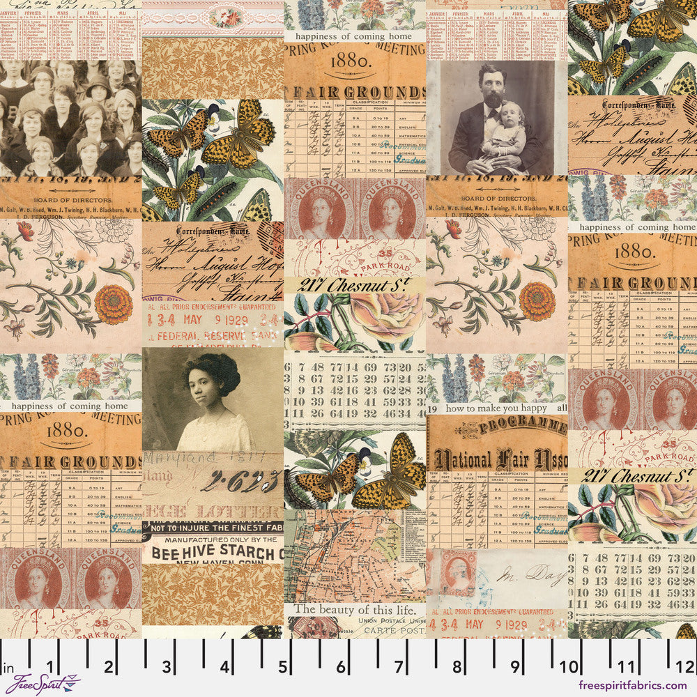 Tim Holtz Fabric By The Yard Orange Collage pwth230 Eclectic Elements Palette