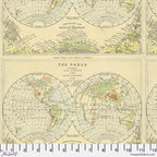 Tim Holtz Fabric By The Yard Green Map pwth263 Eclectic Elements Palette