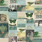 Tim Holtz Fabric By The Yard Teal Collage pwth270 Eclectic Elements Palette