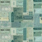 Tim Holtz Fabric By The Yard Teal Ephemera pwth275 Eclectic Elements Palette