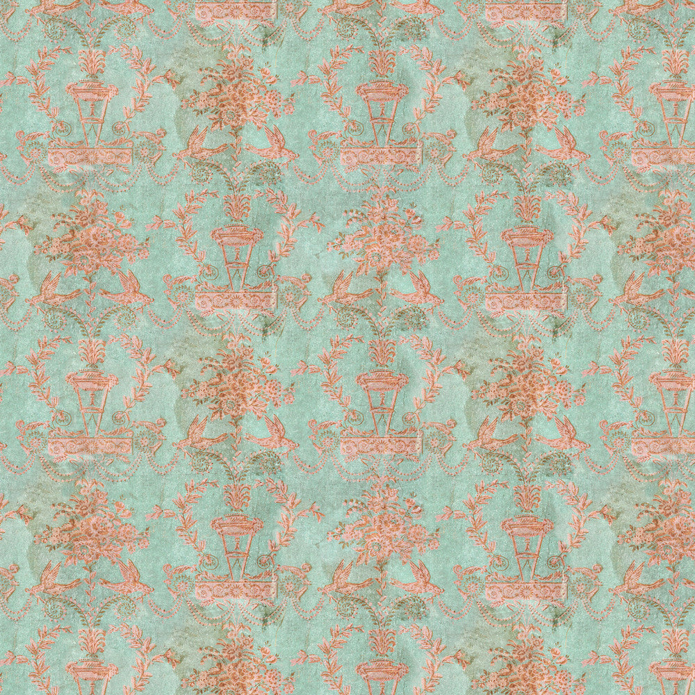 Tim Holtz Fabric By The Yard Teal Wallpaper pwth277 Eclectic Elements Palette