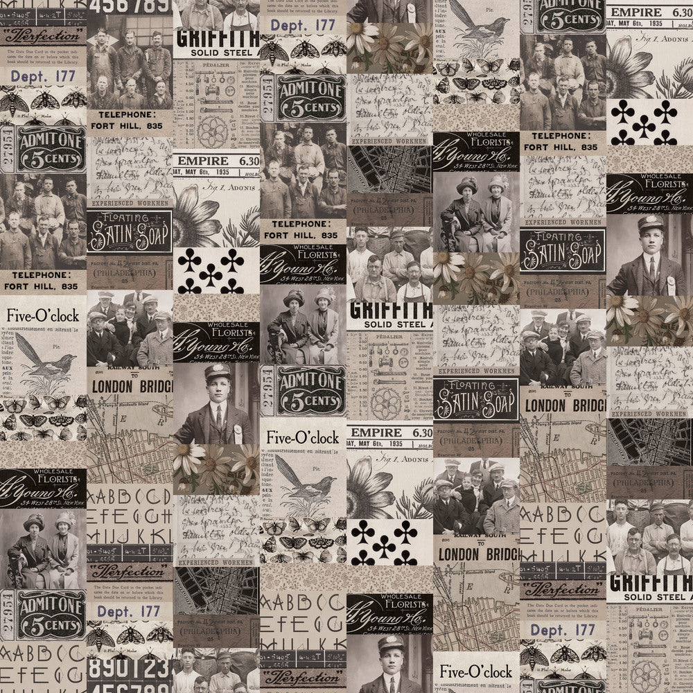 Tim Holtz Fabric Palette Charcoal Bundle of 10 Fat Quarters
