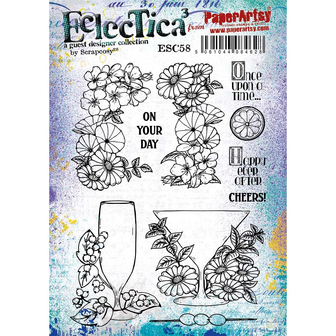 PaperArtsy Eclectica3 Scrapcosy Cling Stamps esc58