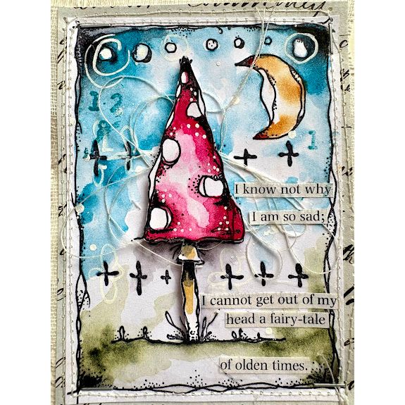 PaperArtsy Kate Crane Cling Stamps kc022 moon