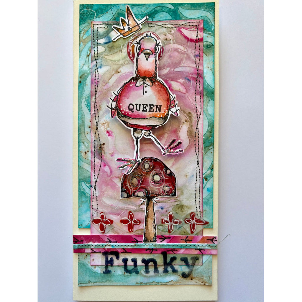 PaperArtsy Kate Crane Cling Stamps kc023 funky