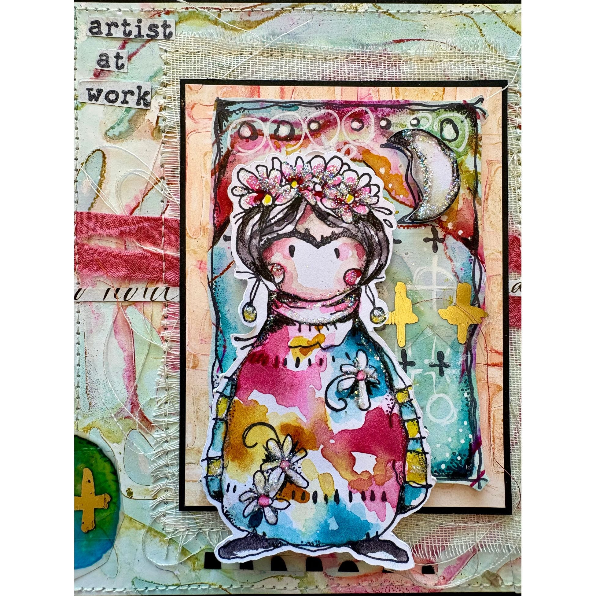PaperArtsy Kate Crane Stencil ps510 moon