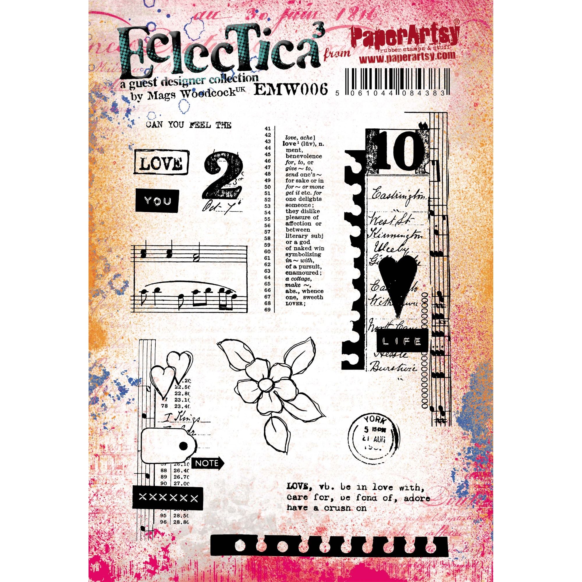 PaperArtsy Mags Woodcock Eclectica3 Cling Stamps emw006