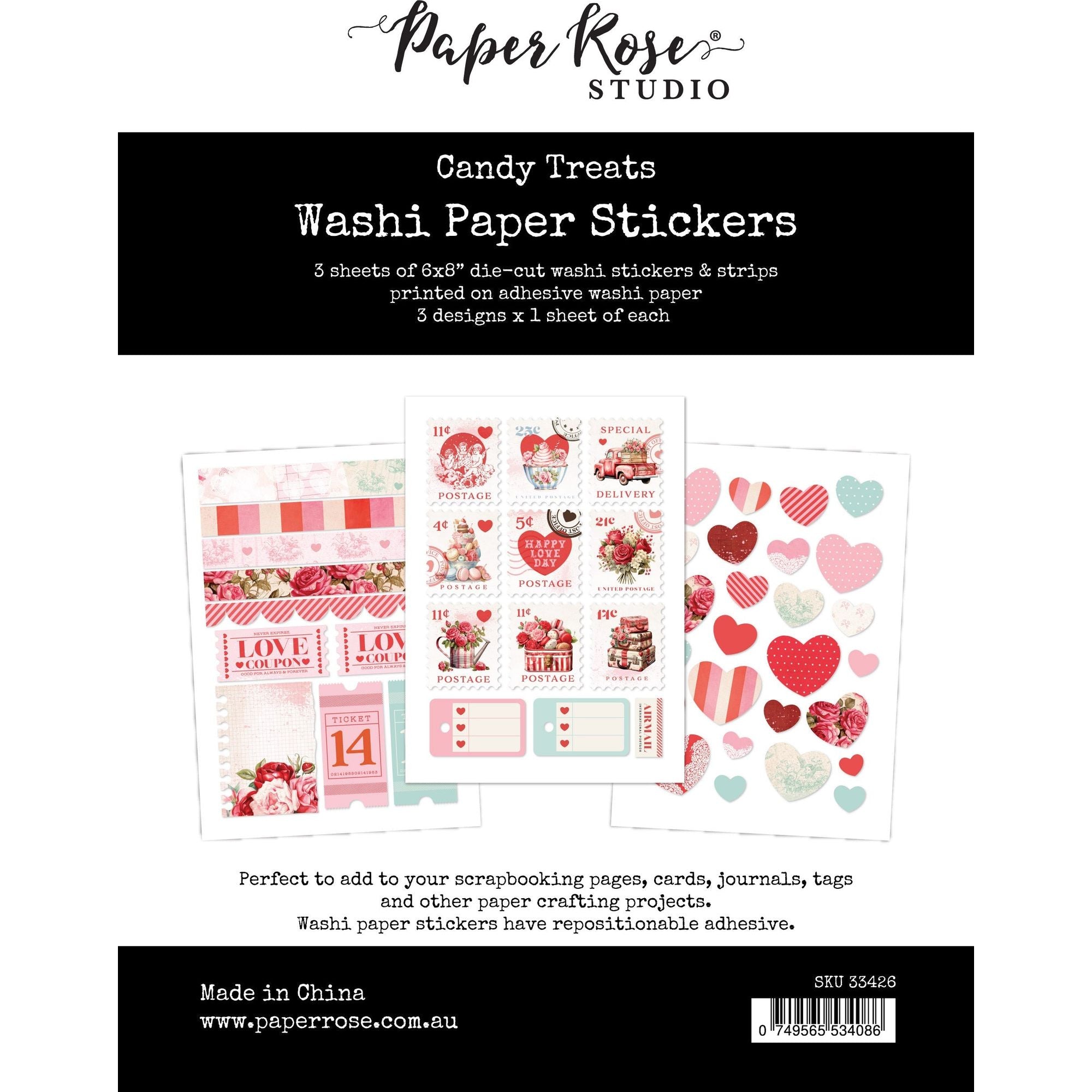 Paper Rose Candy Treats Washi Stickers 33426