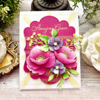 Papertrey Ink Amazing Grace Press Plate ptif-0051 pink purple yellow green leaves stripes flowers card