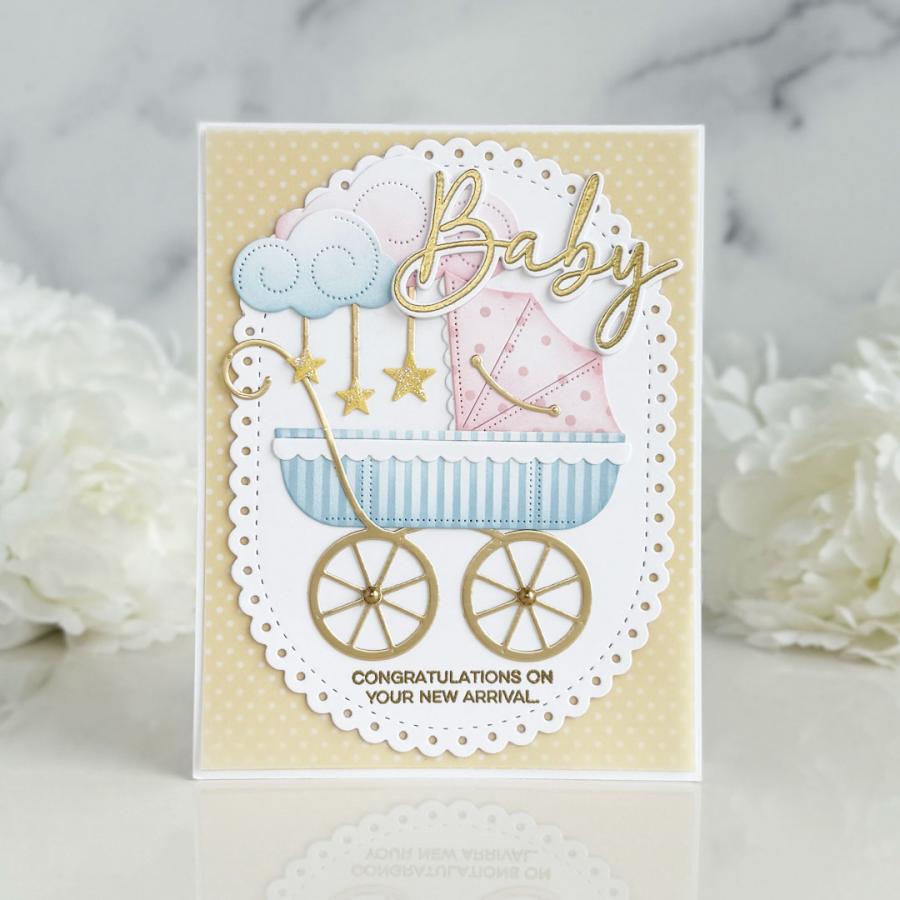 Papertrey Ink Build-A-Baby Buggy Dies pti-0954 congrats
