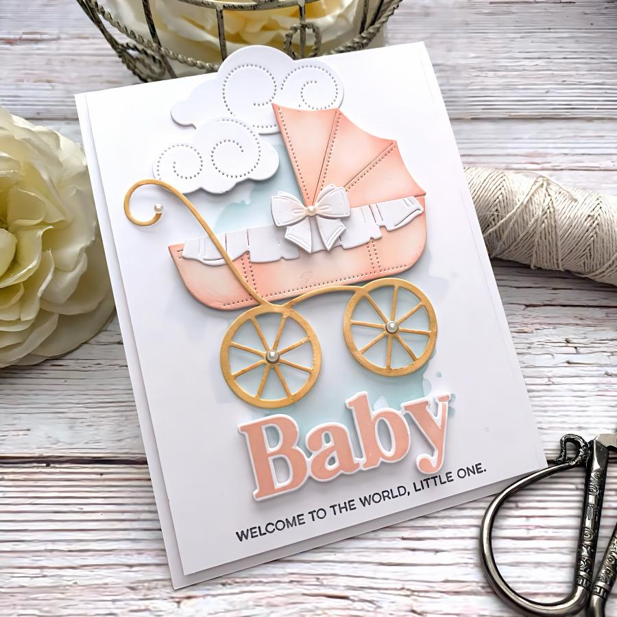 Papertrey Ink Build-A-Baby Buggy Dies pti-0954 welcome