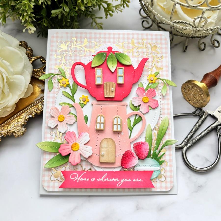 Papertrey Ink Build-A-Teapot Dies pti-1072 pink teapots