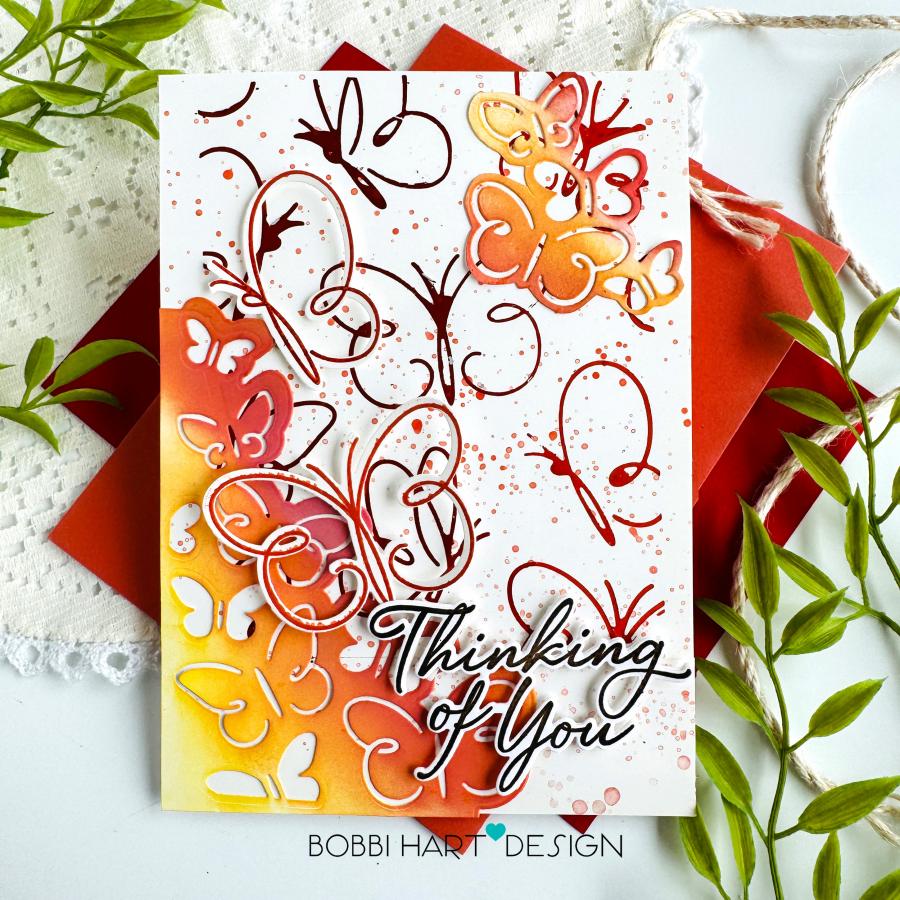 Papertrey Ink Elegant Edges Butterflies Dies pti-0968 thinking of you