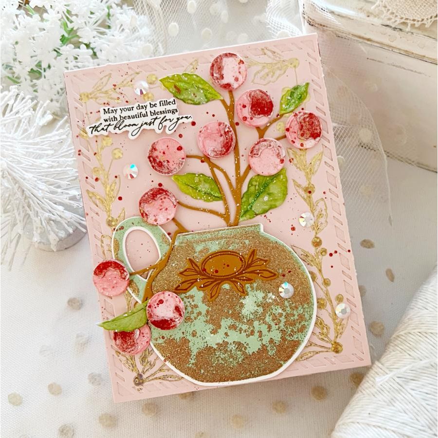 Papertrey Ink Farmhouse Vase Dies pti-1018 pink