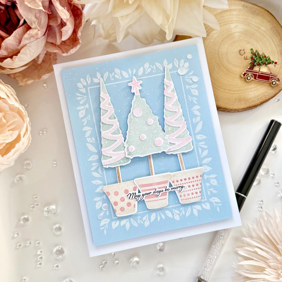 Papertrey Ink Festive Roots Dies pti-1004 blue