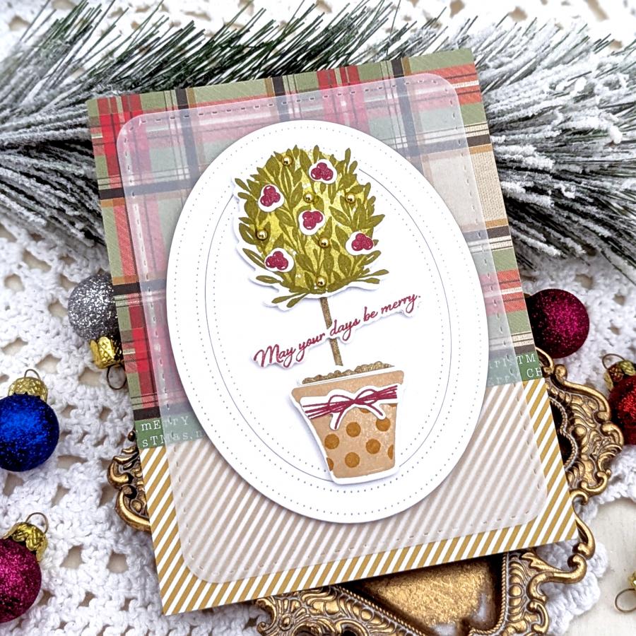 Papertrey Ink Festive Roots Dies pti-1004 plaid
