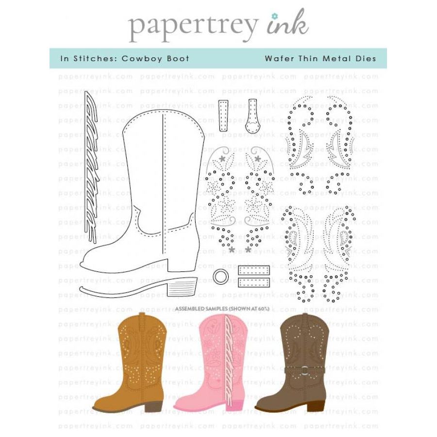Papertrey Ink In Stitches Cowboy Boot Dies pti-0944