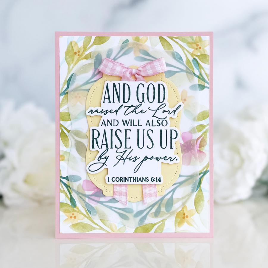 Papertrey Ink Reflections 1 Corinthians 6 Dies pti-1070 pink gingham bow