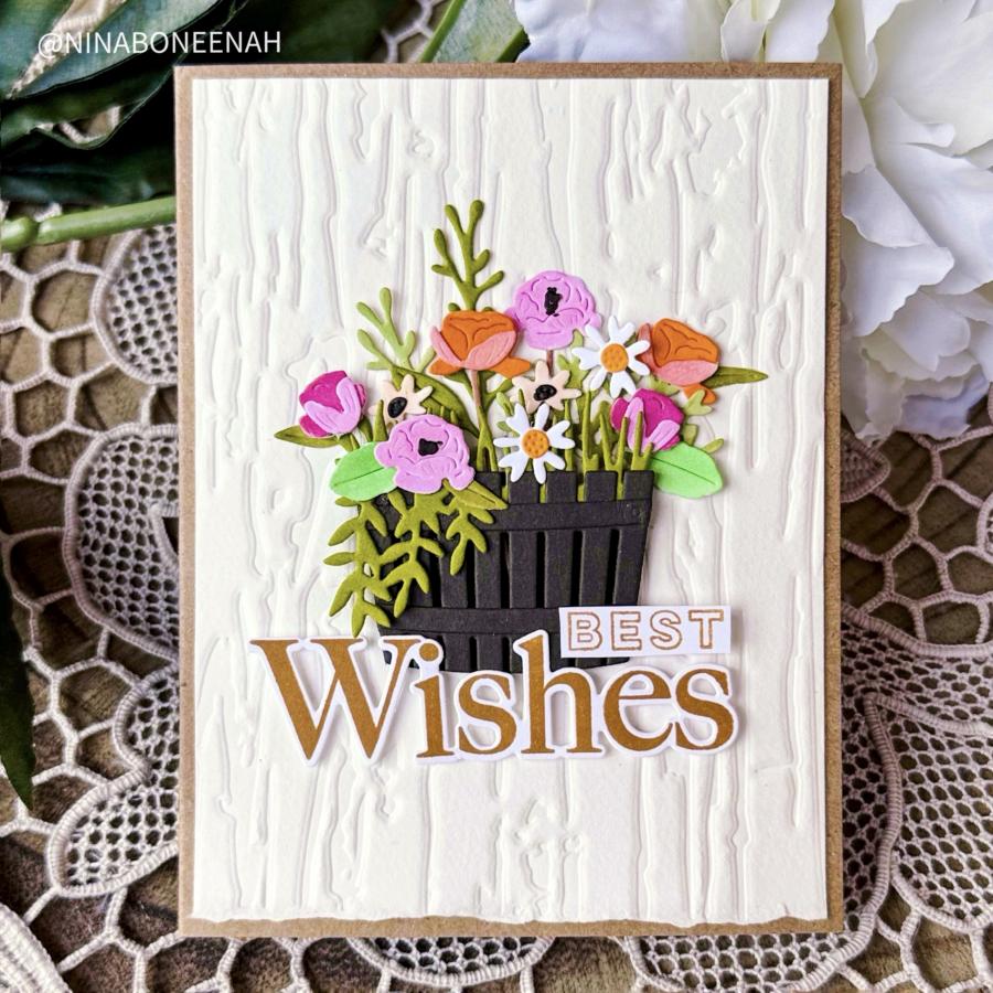 Papertrey Ink Rustic Wood Grain Hot Foil Plate ptif-0041 wishes