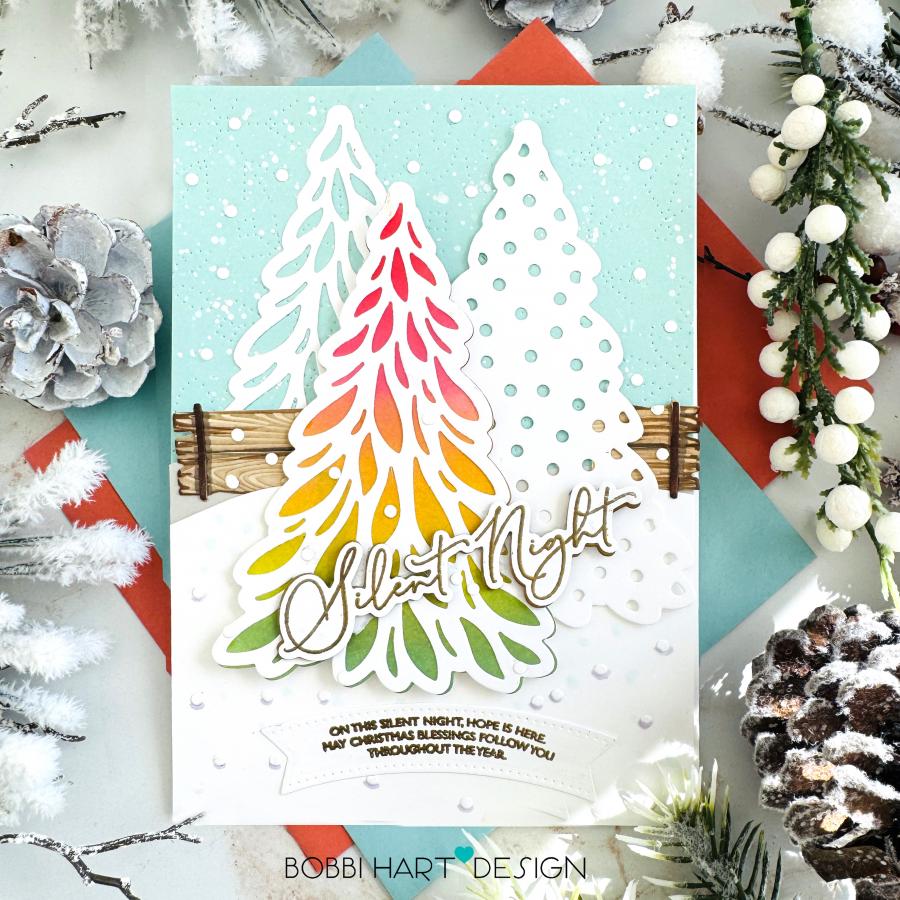 Papertrey Ink Serene Evergreens Dies pti-1023 snow