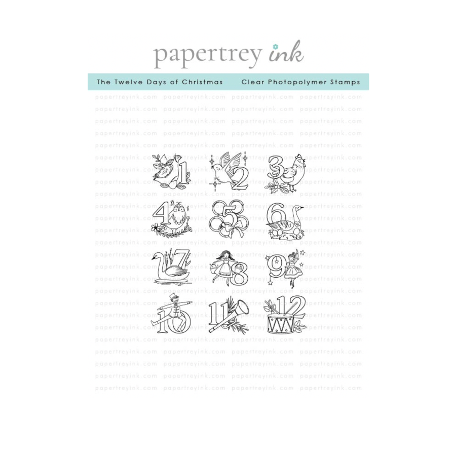 Papertrey Ink The Twelve Days of Christmas Clear Stamp and Die Set image 1