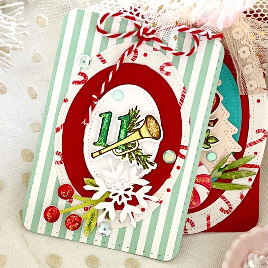 Papertrey Ink The Twelve Days of Christmas Clear Stamp and Die Set stripes