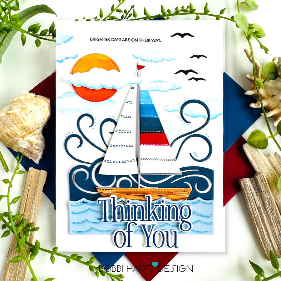 Papertrey Ink This is Big Sentiments Thinking of You Clear Stamps 1650 sailboat
