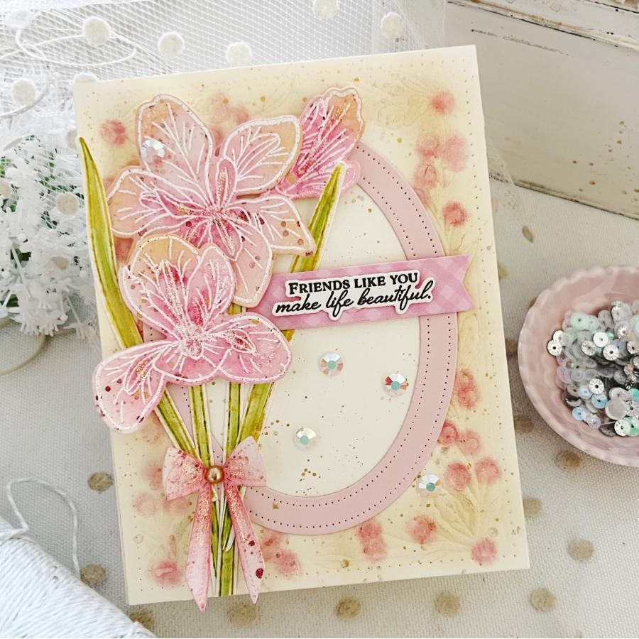 Papertrey Ink Winter Iris Dies pti-1017 pink