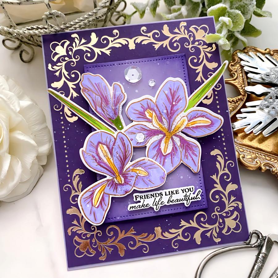 Papertrey Ink Winter Iris Dies pti-1017 purple