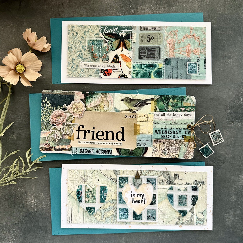 Paula Cheney Teal Tim Holtz Fabric  Tim Holtz Fabric Palette Teal Bundle of 10 Fat Quarters Cards with quilting sewing | color-code:alt1