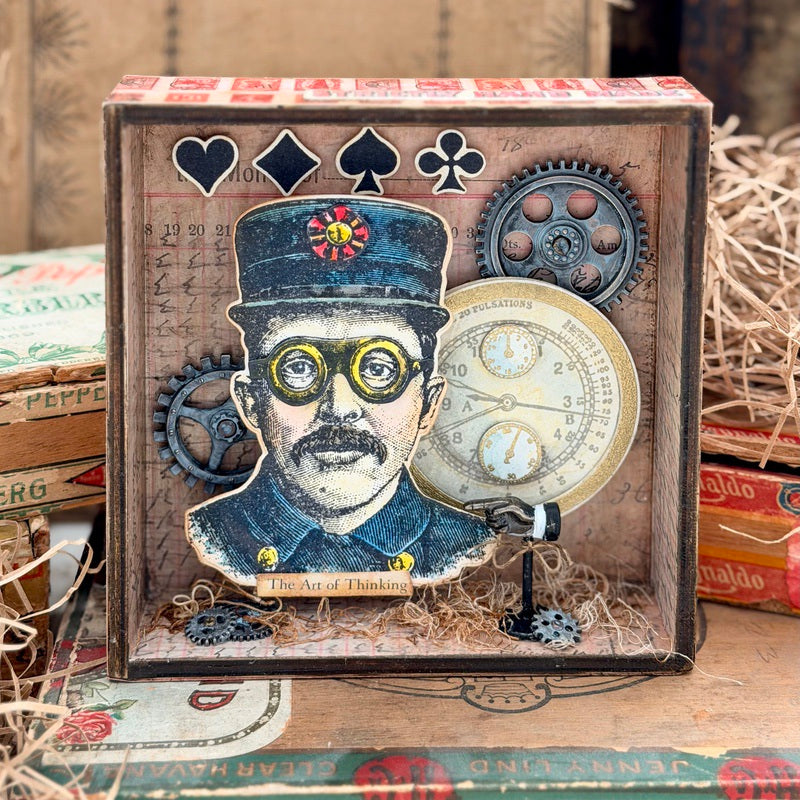 Tim Holtz The Inspector Stamps with Simon Says Stamp Dies Bundle setbz24 setin26 Steam Punk Frame | color-code:ALT08